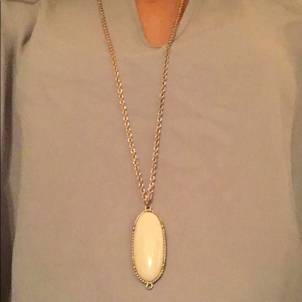 White oval gold plated necklace